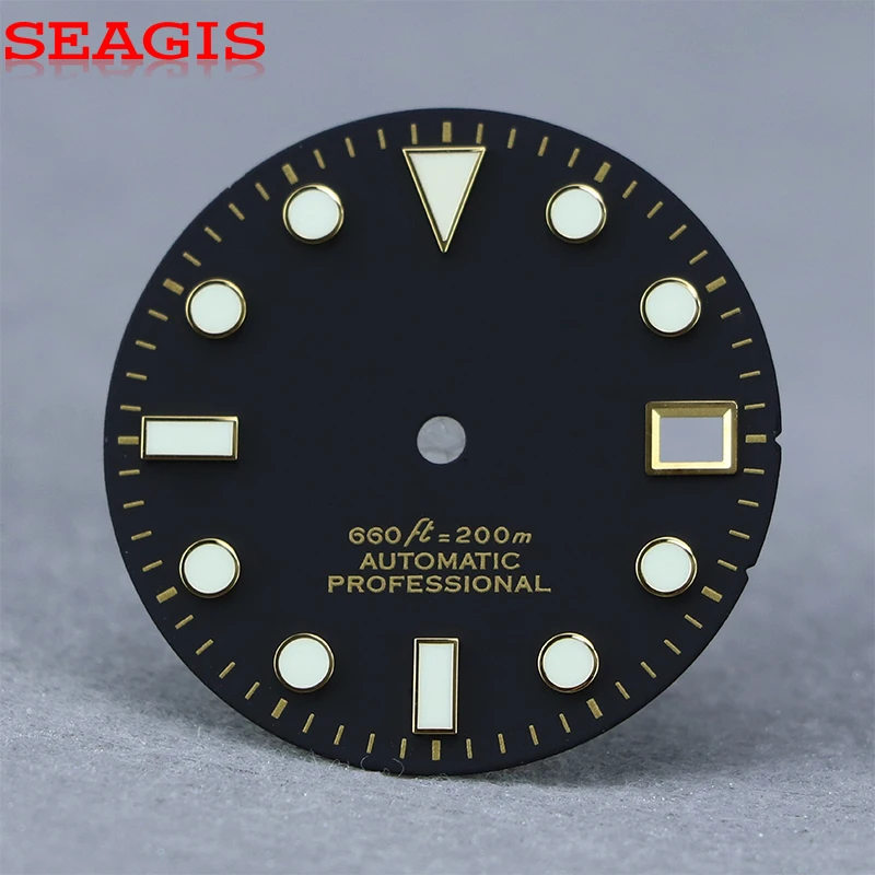 28.5mm dial matt black mod for skx007 YM index nh35 Dial movement BGW9 C3 lume