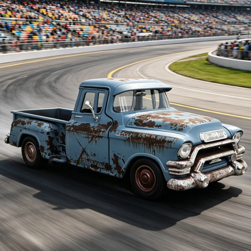 

Diecast 1/24 Scale 1955 Blue Diamond Pickup Off-Road Car Model Rust Vintage Edition Diecast Alloy Miniature Voiture Ornament