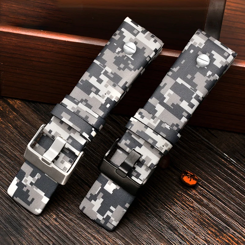 Men\'s Camouflage Genuine Leather Watch Strap Large Size For Diesel DZ7311 DZ7401 4323 4318 Watch Band  24 26 28mm Bracelet