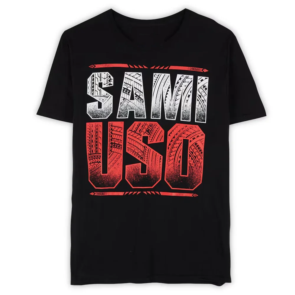 "2025 Summer Sami Uso Black Tee - 'Red Finger Rebellion' الخط الجريء + حافة ملابس الشارع! تحديد النموذج مع موقف القبلية!"