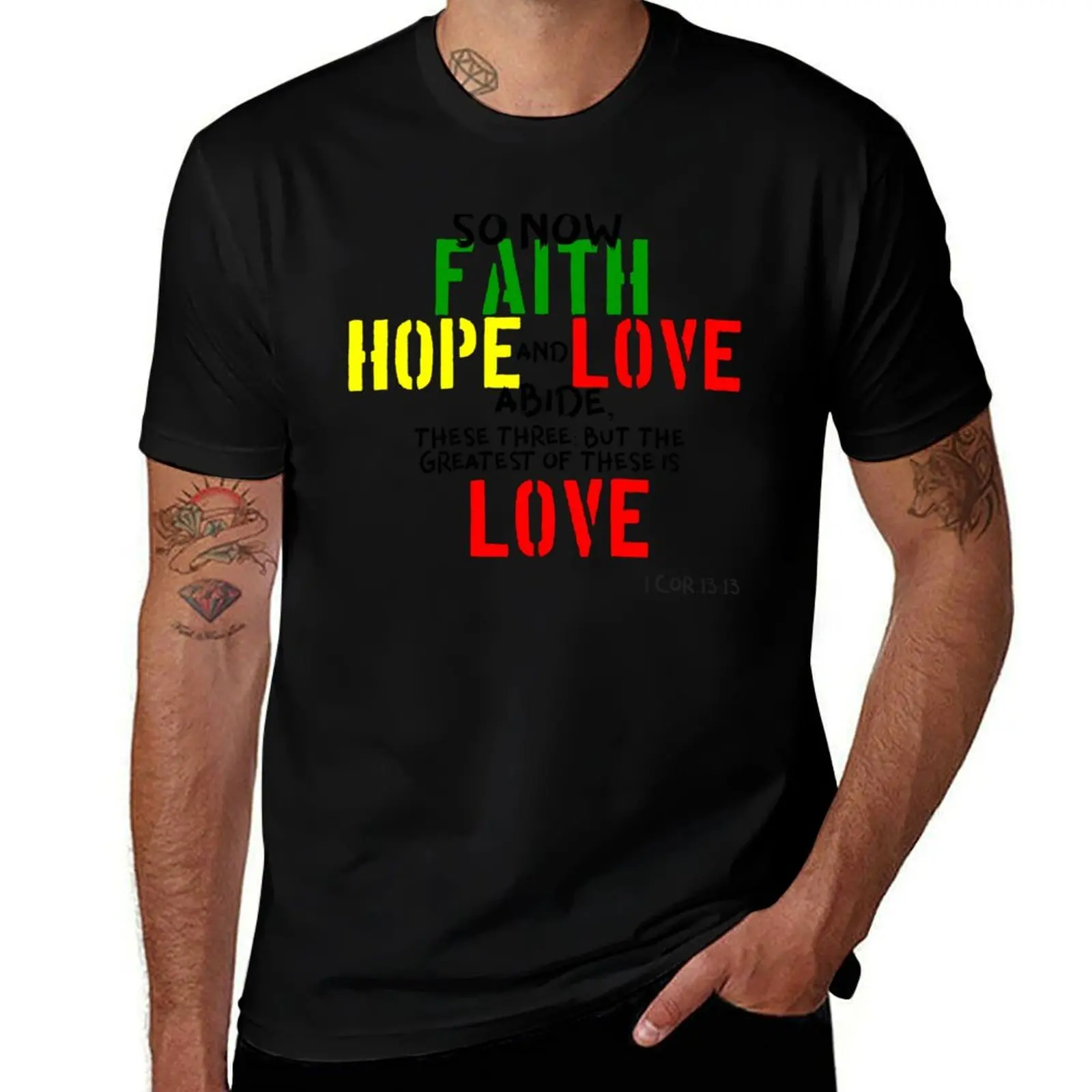 

ABIDE... FAITH t shirts HOPE T-Shirt cotton t funny NOW SO LOVE man cotton shirt heavy AND