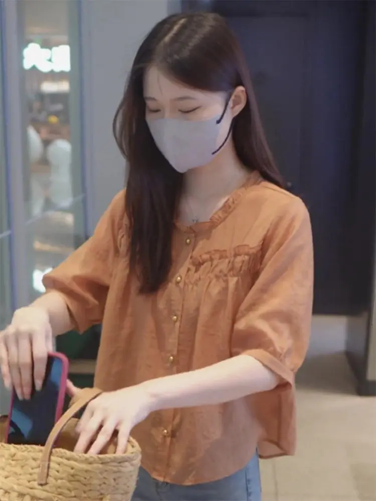 

Chic Doll Shirt Women's Premium Lightweight Age-Defying Fashionable Top Summer 2026 New Arrival Korean Style Loose Fit Button...