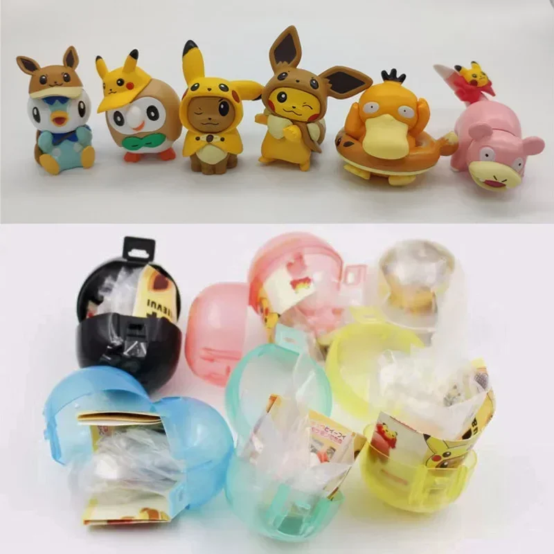 Figuras de acción de Anime de Pokémon, juguete de cápsula de Gashapon genuino, muñeco de Piplup, Slowpoke, Pikachu, Psyduck, Eevee, modelo de adornos