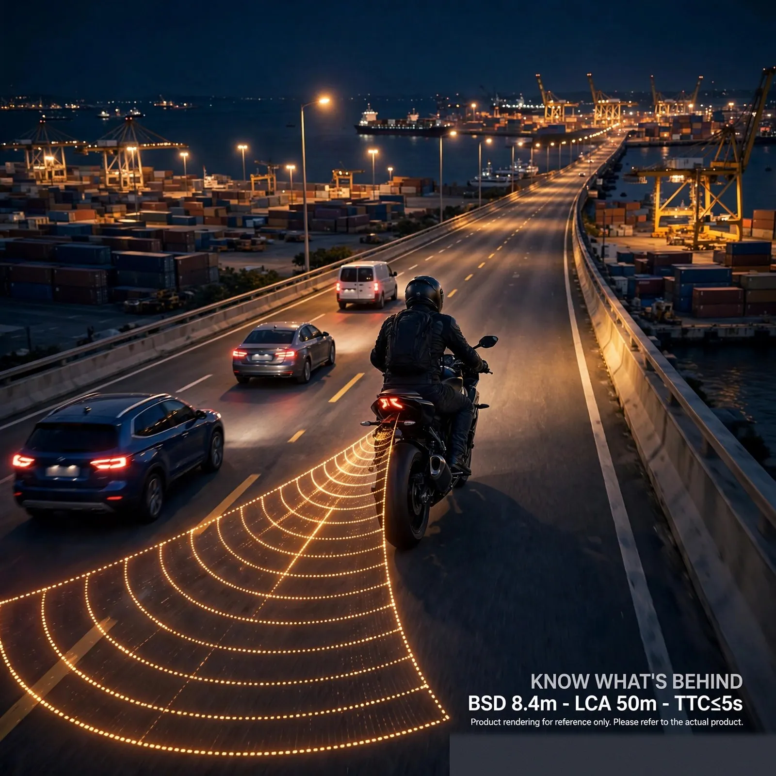 77GHz Motorcycle Blind Spot Radar System | Dual LED Warning Indicators, Up to 70m Rear Detection | BSD 8.4m Zone, LCA 50m with T