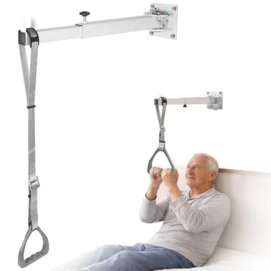 

Trap/eze Bar for Bed Mobility Wall-Mounted Bedside Pull-Up Assist with 5 Locking Angles 200 lb Weight Capacity Support Handle f