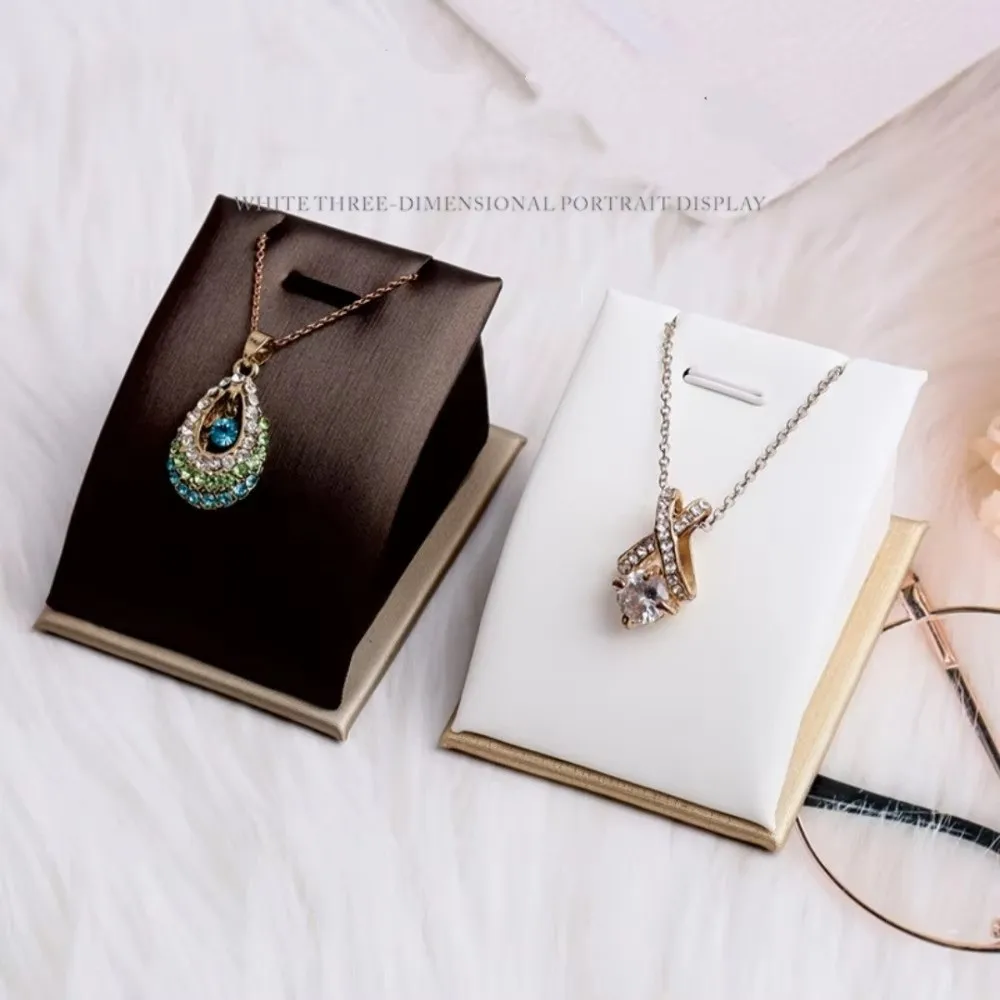 Simple Mini Jewelry Stand Holder Save Space PU Leather Showcase Props Protable Lightweight Display Stand for Counter