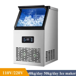 110V/220V Ice Maker Commercial Milk-Tea Shop/Small Bar/Cafe Fully Automatic Large Ice Cube Machine 40kg/24H Ice Making Machine