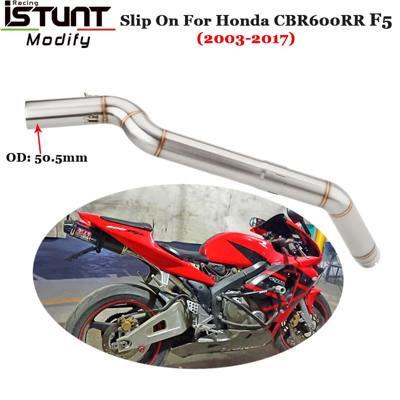 Slip On For Honda CBR600RR F5 2003-2017 Motorcycle Exhaust Systems Tube Escape Stainless Steel Link Pipe Connection 51mm Muffler