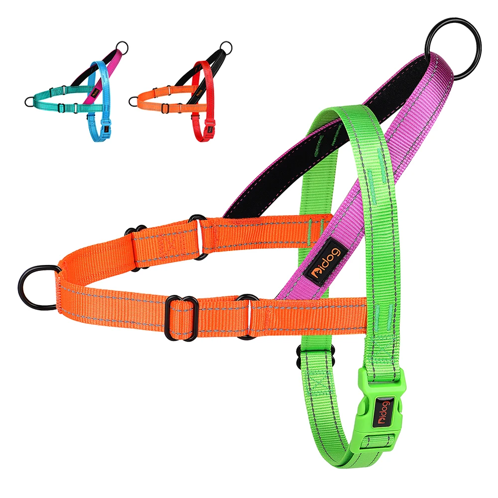 Harnais pour chien en nylon réfléchissant, anti-traction, durable, pour chiens de taille moyenne et grande, Pitbull, Bouledogue français, réglable