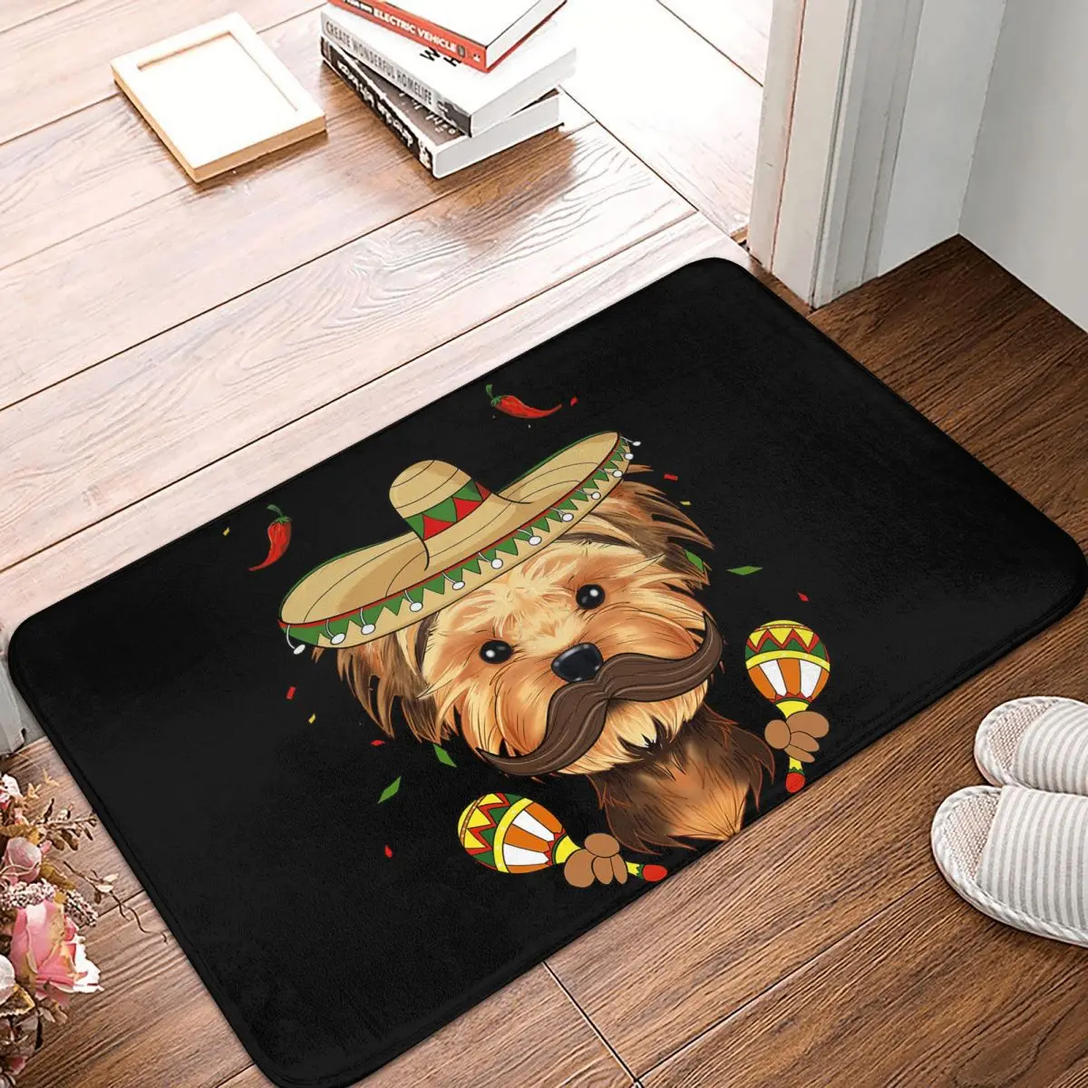 Yorkshire Terrier Sombrero Dog Doormat Rug carpet Mat Footpad Bath mat Non-slip toilet Balcony Parlor durable Washable