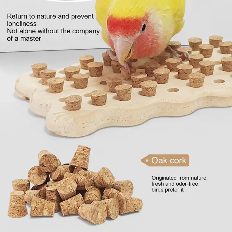 Parrot Chewing Toys Natural Wooden Parrots Block Cork Puzzle Toy Hanging Small Birds Playing Tearing Toy Bird Accessories