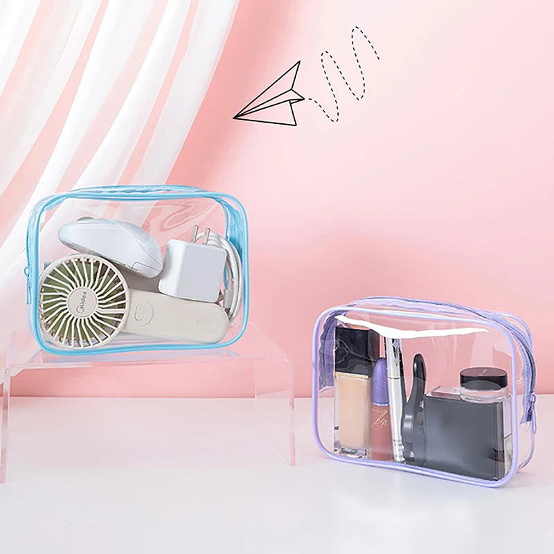 Clear Makeup Bag With Zippers Transparent Makeup Organizer Cosmetic Makeup Bags For Vacation Business Trip Airport Bathroom