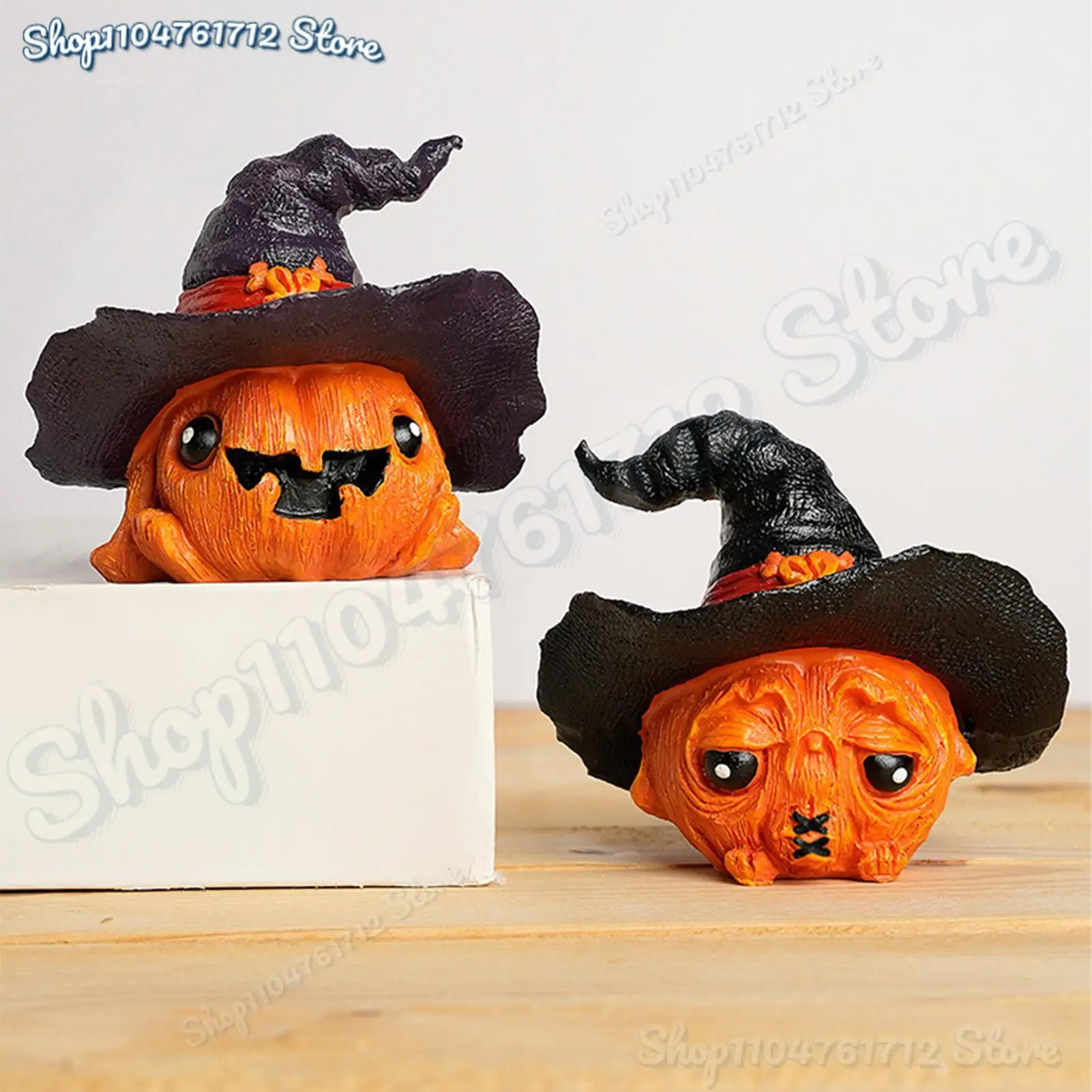 

Halloween Pumpkin Figurines Funny Vegetable Pumpkin Ornament Resin Decorations Pumpkin Statue Compact Holiday Funny Ornament