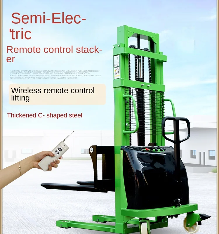 

1 ton semi-electric forklift charging hydraulic lifting car remote control stacking car