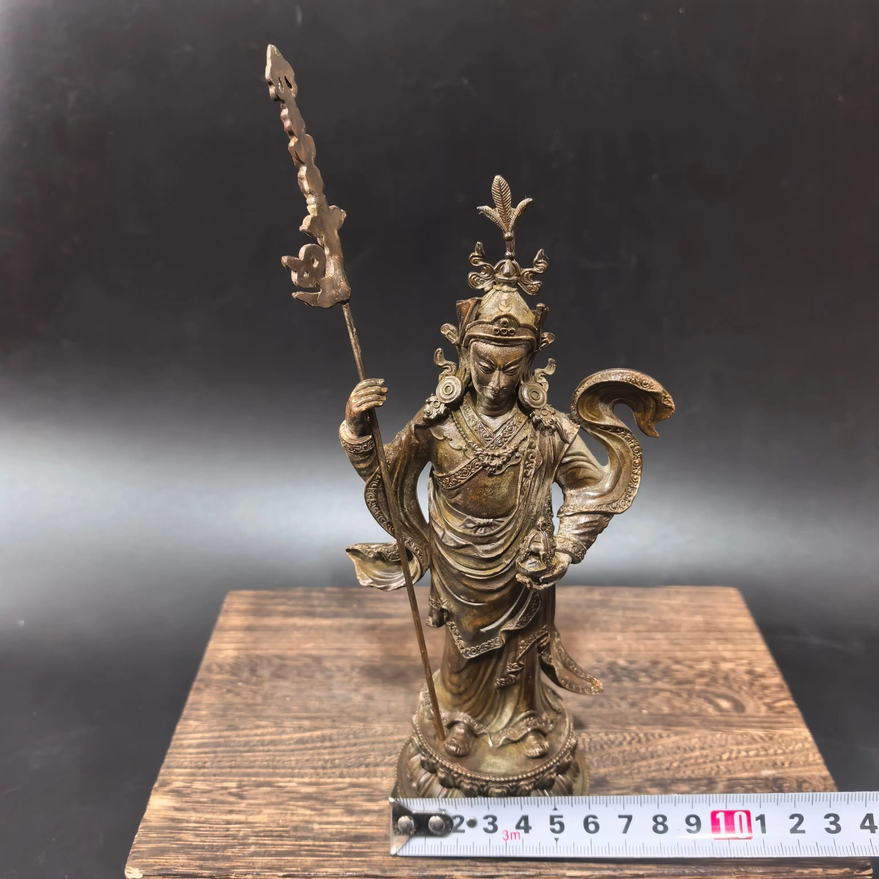 Antique and old lotus master standing posture like metal lotus peanut master office desktop jewelry home offering ornament