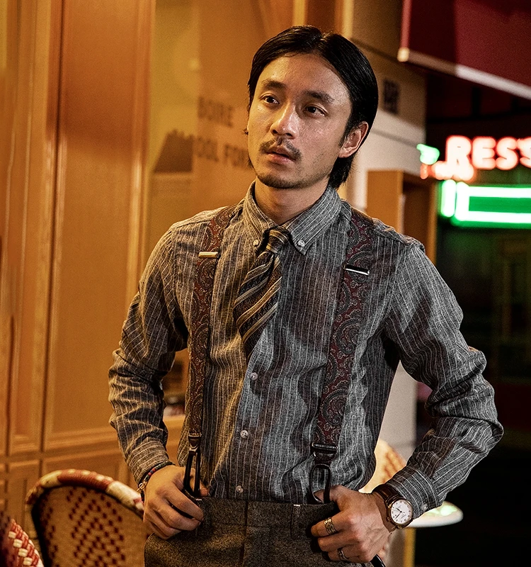 

Briti Sle Casual Striped irt Men's Spring Autumn High End Busin Casual Suit irt No Ironing Required Long Sve Lo...