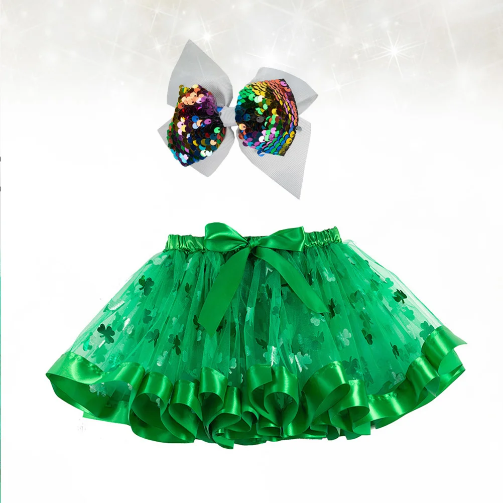 

Printed Tutu Skirt Size S Sequined Bowknot Party Skirt for Girls Birthday Dance Dress Up Costume