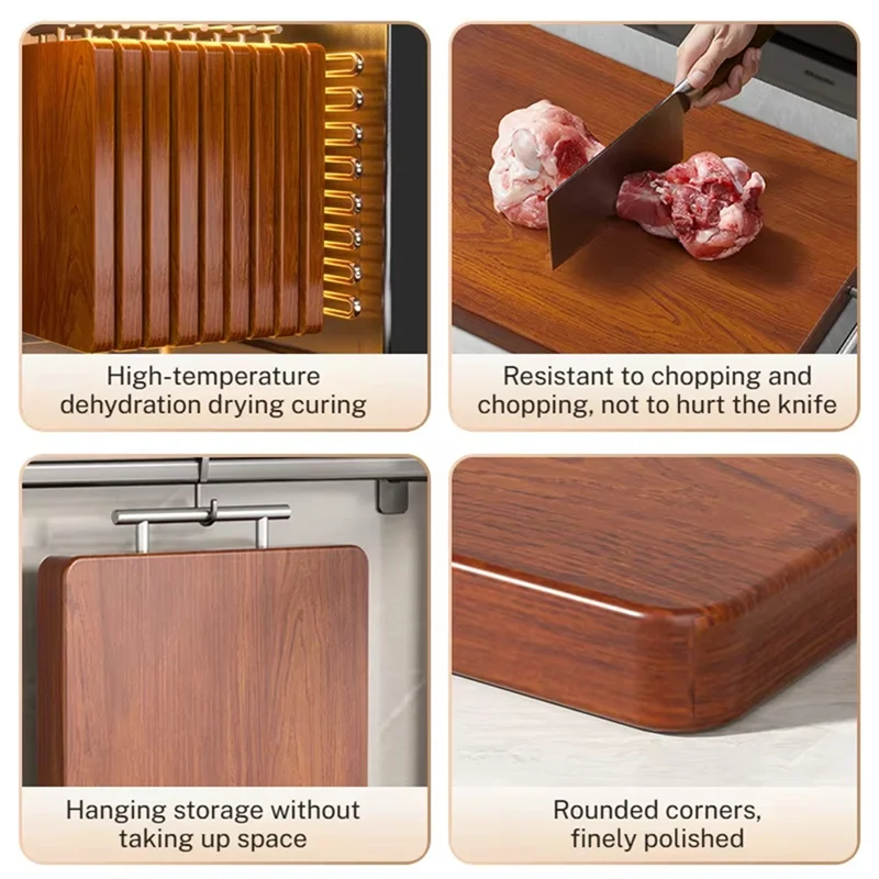 Tabla de cortar de doble cara ABFS en madera de ébano, tabla de cortar de madera maciza antibacteriana, a prueba de moho para cocina