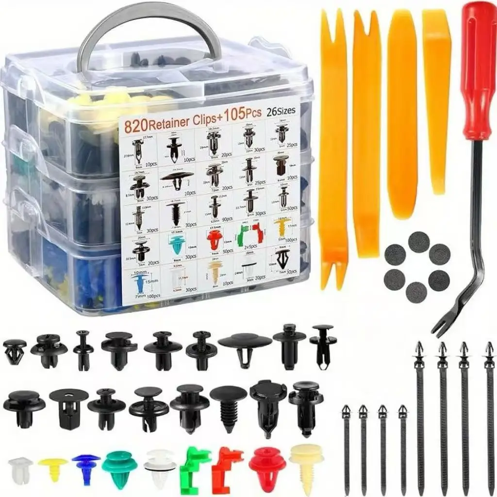 925Pcs Auto Retainer Clips 26 Size Universal Auto Fasteners Kit With Removal Tools For Door Bumper Fender