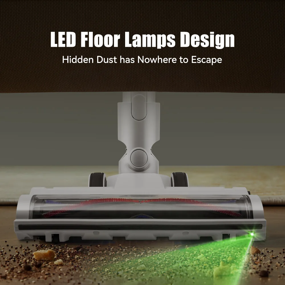 Cordless vacuum cleaner with LED display stick, strong suction, anti entanglement handheld car vacuum cleaner suitable for hardw