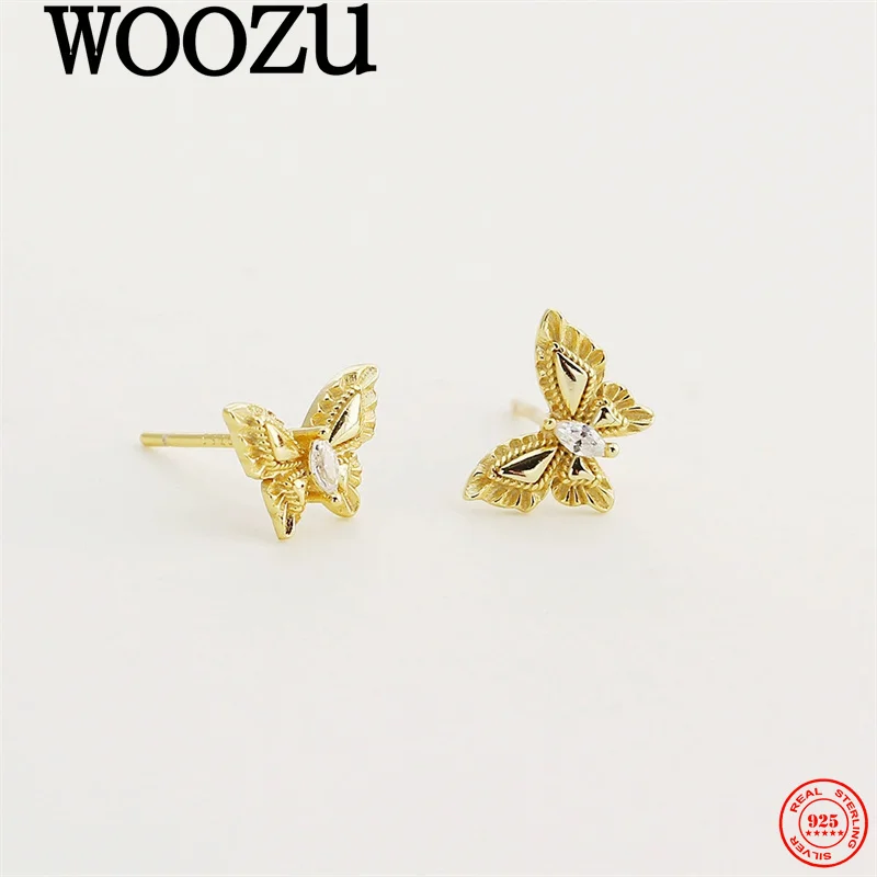 

WOOZU 925 Sterling Silver Zircons Butterfly Earrings for Women Luxury Exquisite Design Wedding Banquet Senior Jewelry Accessory