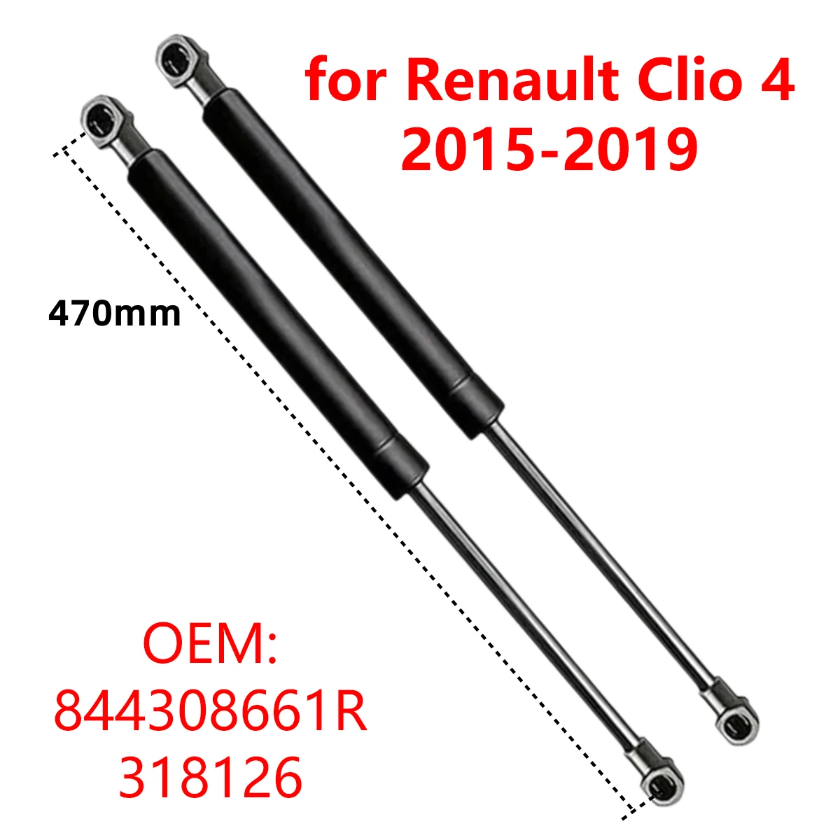 2 Stück 844308661R für Renault Clio 4 Schrägheck 2015-2019 Auto Heckklappen-Gasdruckfedern Dämpfer Stoßdämpfer Hebestützen – Detail 1