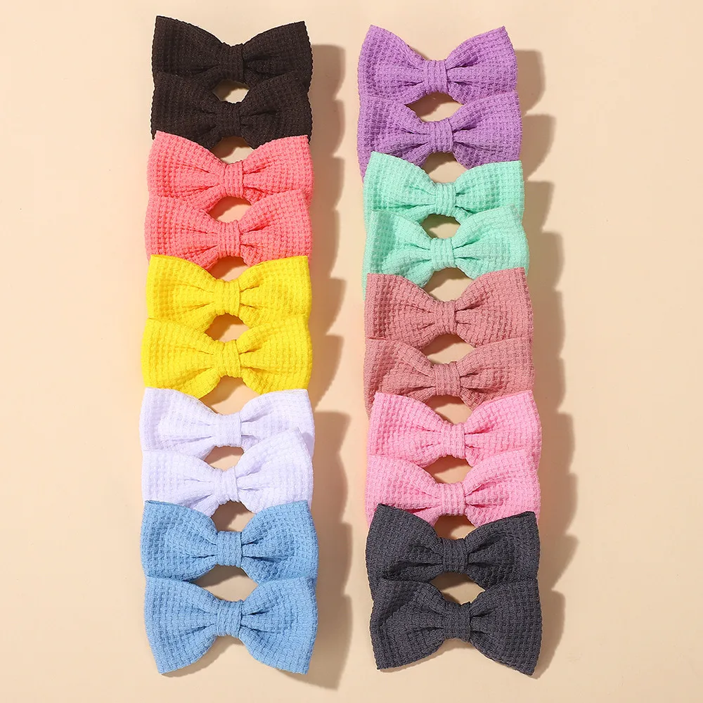 Random Color 20Pcs Girls Solid Waffle Pattern Hairpins Hair Bows Clips Hairgripes Barrettes Toddlers Kids Hair Accessories