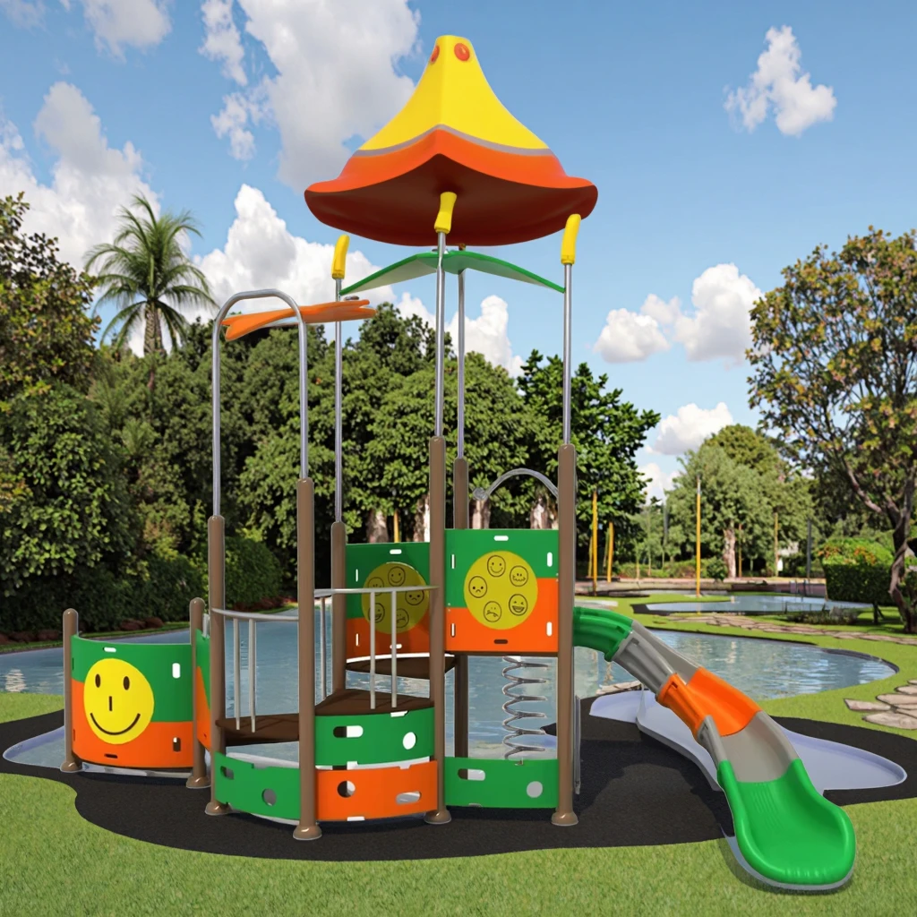 Outdoor Children Slide, 89mm Diameter, Strong Plastic, Smile Theme, for 3-12 Years Old Kids, Playground Equipment
