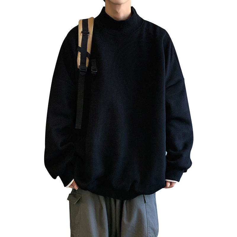 150kg Wear 3xl 2xl Solid Everyday Couple Unisex Autumn Spring Casual High Neck Long Sleeve Men Sweatshirts Fashion Oversized Top