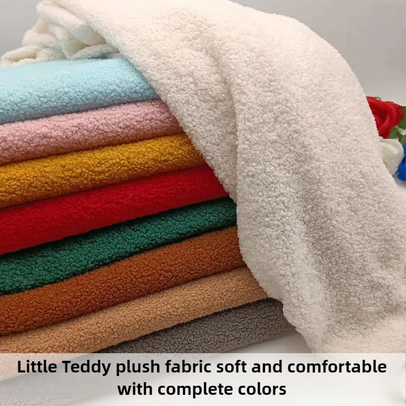 

Тедди плюшевая ткань эластичность мягкий по метрам для игрушек подушка для домашних животных гнездо ручной работы DIY шитье ткань из искусственного меха ягненка бежевый белый