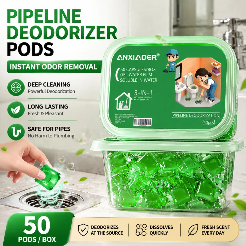 Odor Removal Sewer Cleaner Water Film Soluble In Water 50 Capsules Airs Freshener for Sinks Drains Kitchen Bathroom