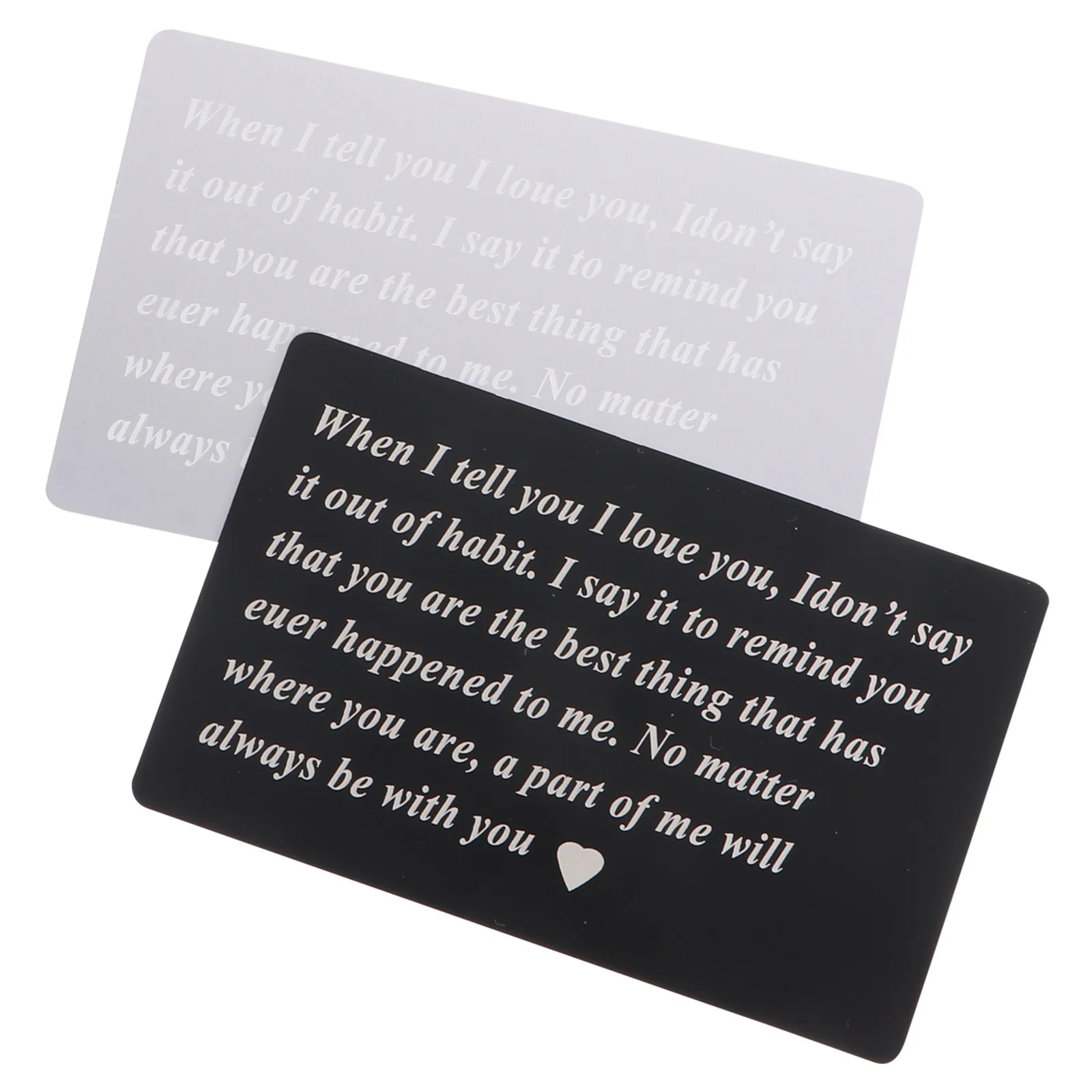 

Confession Cards Engraved Word Strong Alloy Wallet Decor Valentine Gift Anniversary Christmas Purse Insert Metal Message Craft