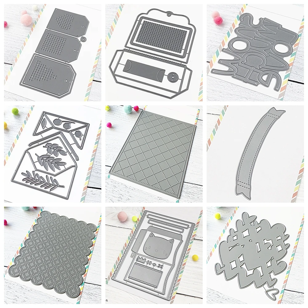 Matrices de découpe d'étiquettes d'icône de point, coeurs un flutter, troquelures en métal pour bricolage, Scrapbooking, fabrication de cartes d'album, décoration artisanale en papier