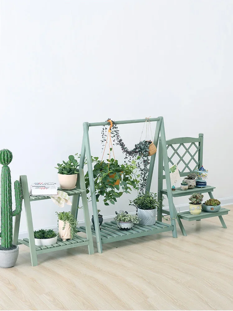 Solid wood flower stand multi-storey indoor green radish fleshy small shelf special living room floor-to-ceiling balcony chlorop