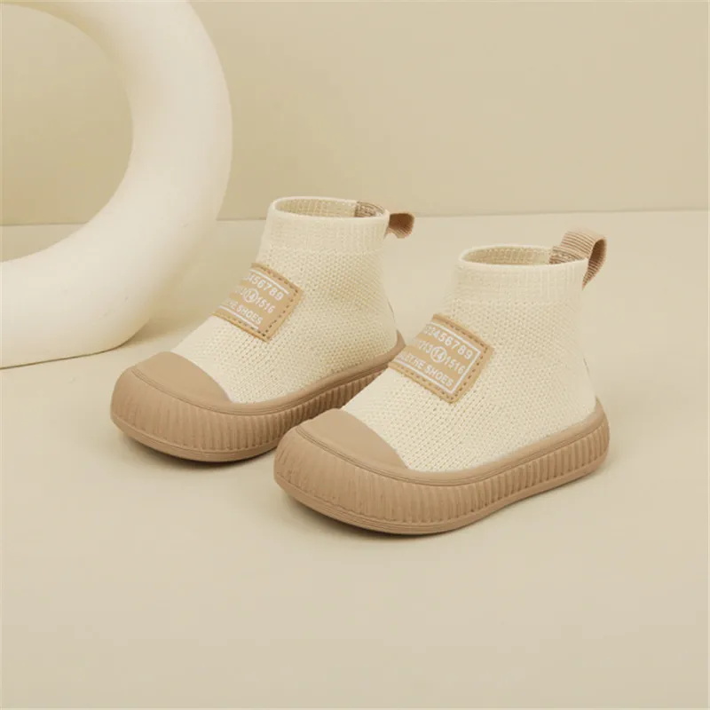 2023 New Autumn Baby Shoes Knit Breathable Kids Boys Ankle Boots Soft Sole Casual Fashion Toddler Girls Boots