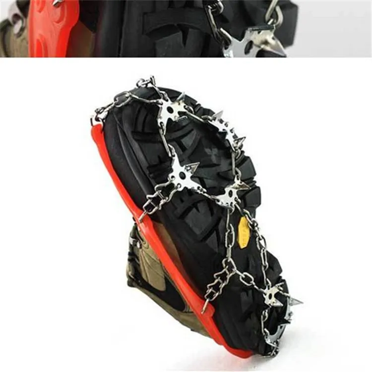 18 الأسنان تسلق الأشرطة للشتاء في الهواء الطلق المشي الجليد الصيد أحذية الثلوج عدم الانزلاق الأحذية المنغنيز الصلب أغطية الحذاء #4