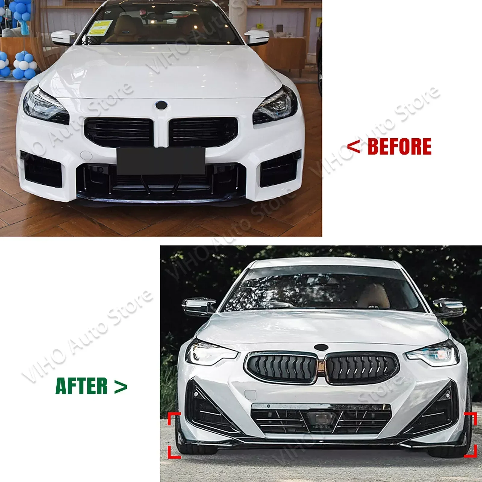 Car Front Bumper Lip Splitter For BMW 2 Series G42 218i 220i 220d 230i Coupe M Sport 2022-2024 Diffuser Body Kit Spoiler Trim