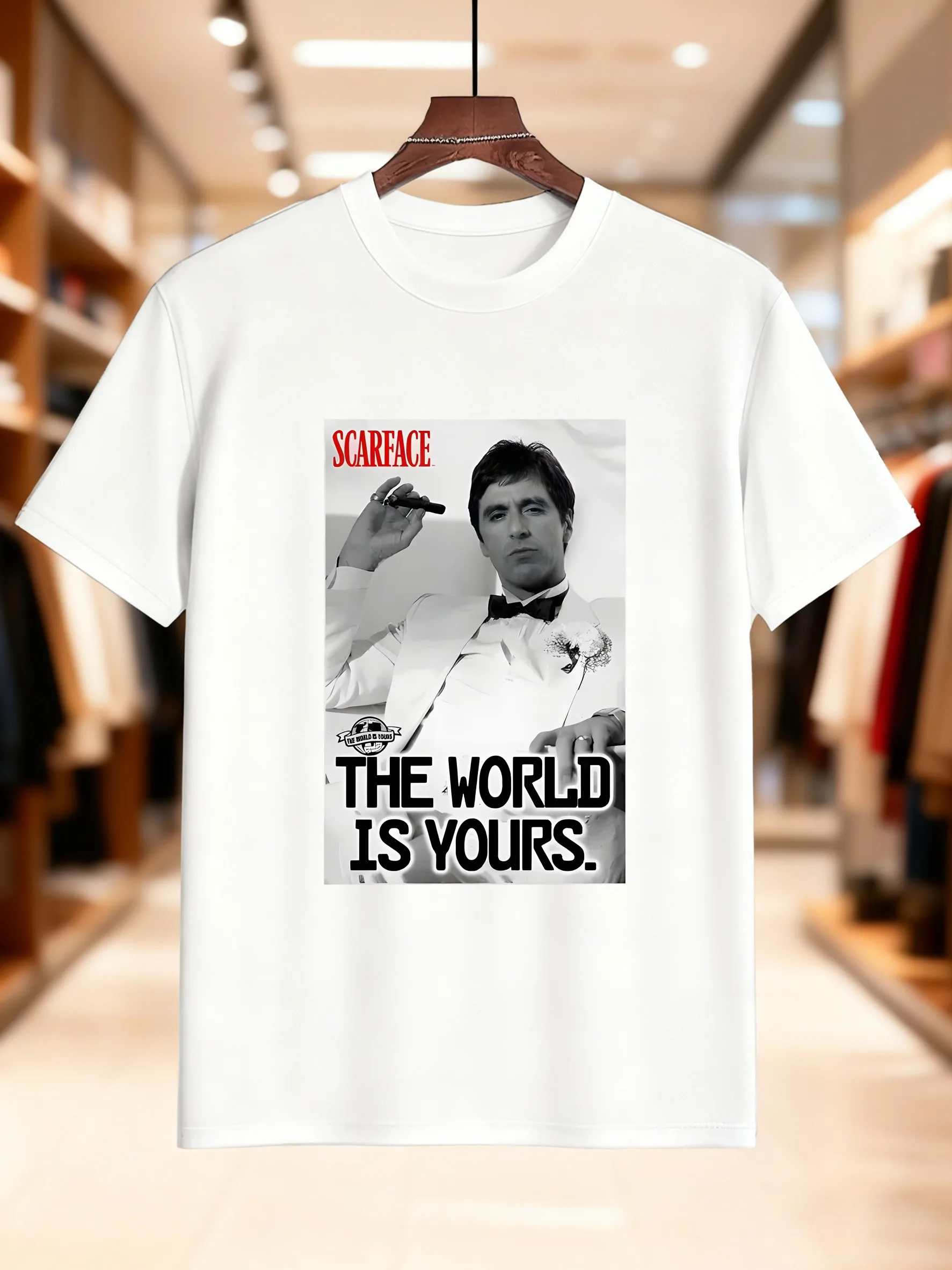 Nowa Kolekcja Męska Koszulka z Krótkim Rękawem z Nadrukiem, Design Okładki Magazynu Vintage z Smokingiem i Cygarą, 100% Bawełna, Oddychająca Tkanina