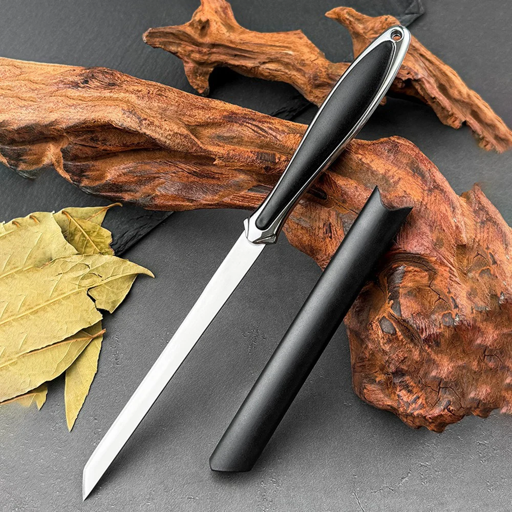 

Multifunctional pocket knife Fixed blade knife camping sharp straight knife black sword BBQ knife Fruit knife