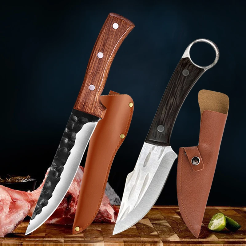 Stainless Steel Meat Boning Knife Butcher Cleaver Kitchen Cutting Tools Hand Forge Fruit Vegetable Paring Cooking Knife