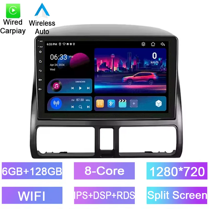 

Android car radio for Honda CR-V CRV 2 2001-2006 stereo screen Carplay Android Auto Bluetooth GPS Navigation FM radio 10.1’’