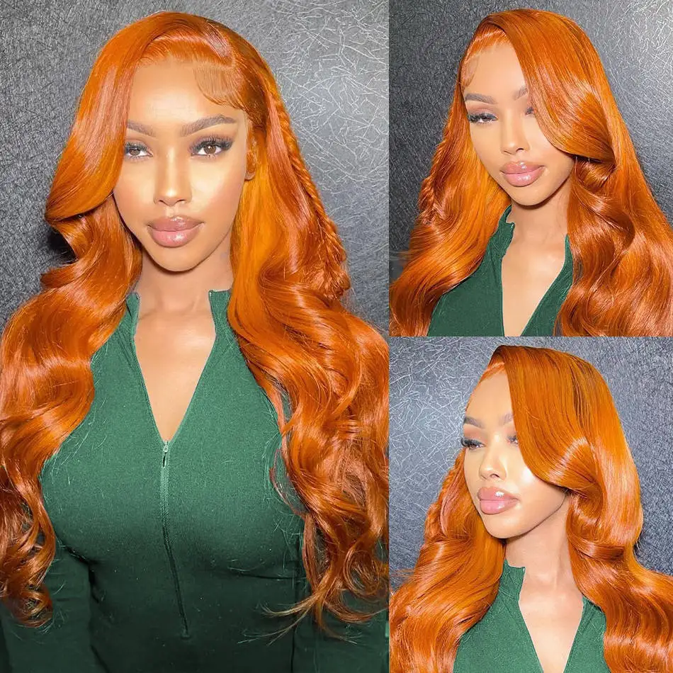 Ingwer Lace Front Perücke Echthaar Körperwelle Transparent 13x6 HD Lace Frontal Echthaar Perücke Farbige Echthaar Lace Frontal Perücke