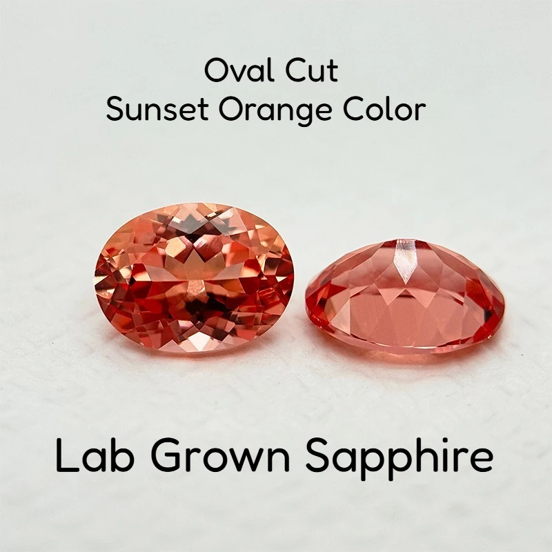 

Lab Grown Sapphire Sunset Orange Color Oval Cut Various Colors Multiple Sizes for Diy Jewelry Making Selectable AGL Certificate