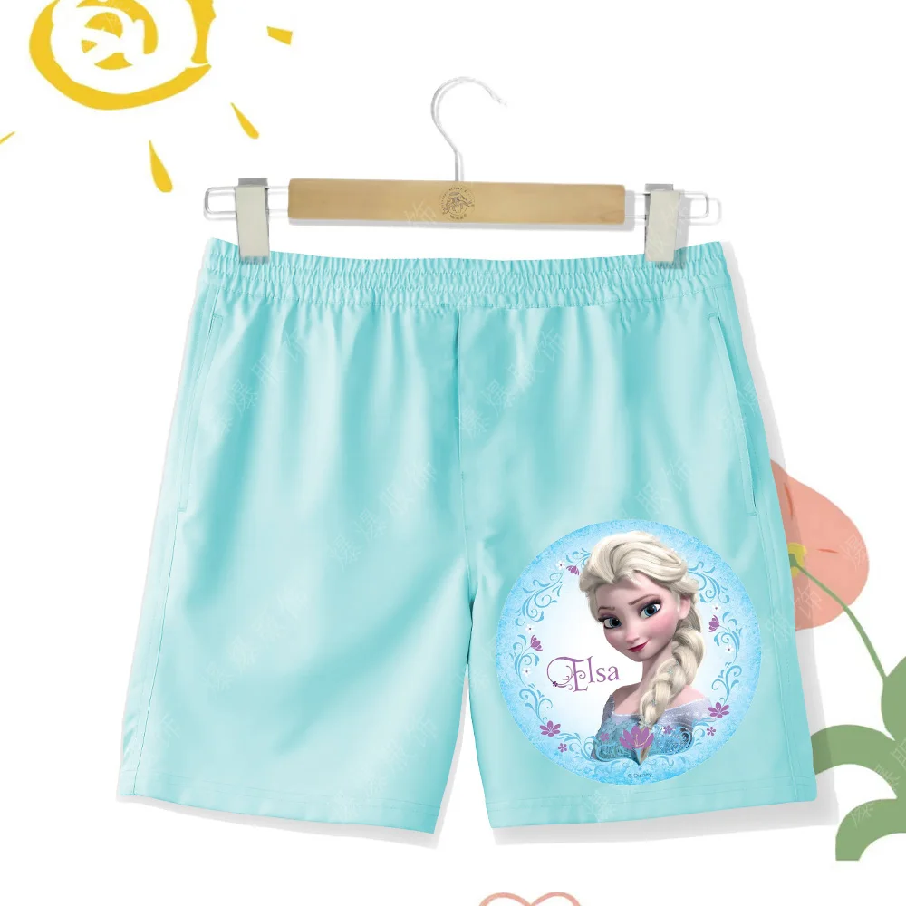 New Summer Children's Cool High Quality Beach Pants Girl's Printed Elsa Princess Fashion Casual Breathable Shorts Quick drying