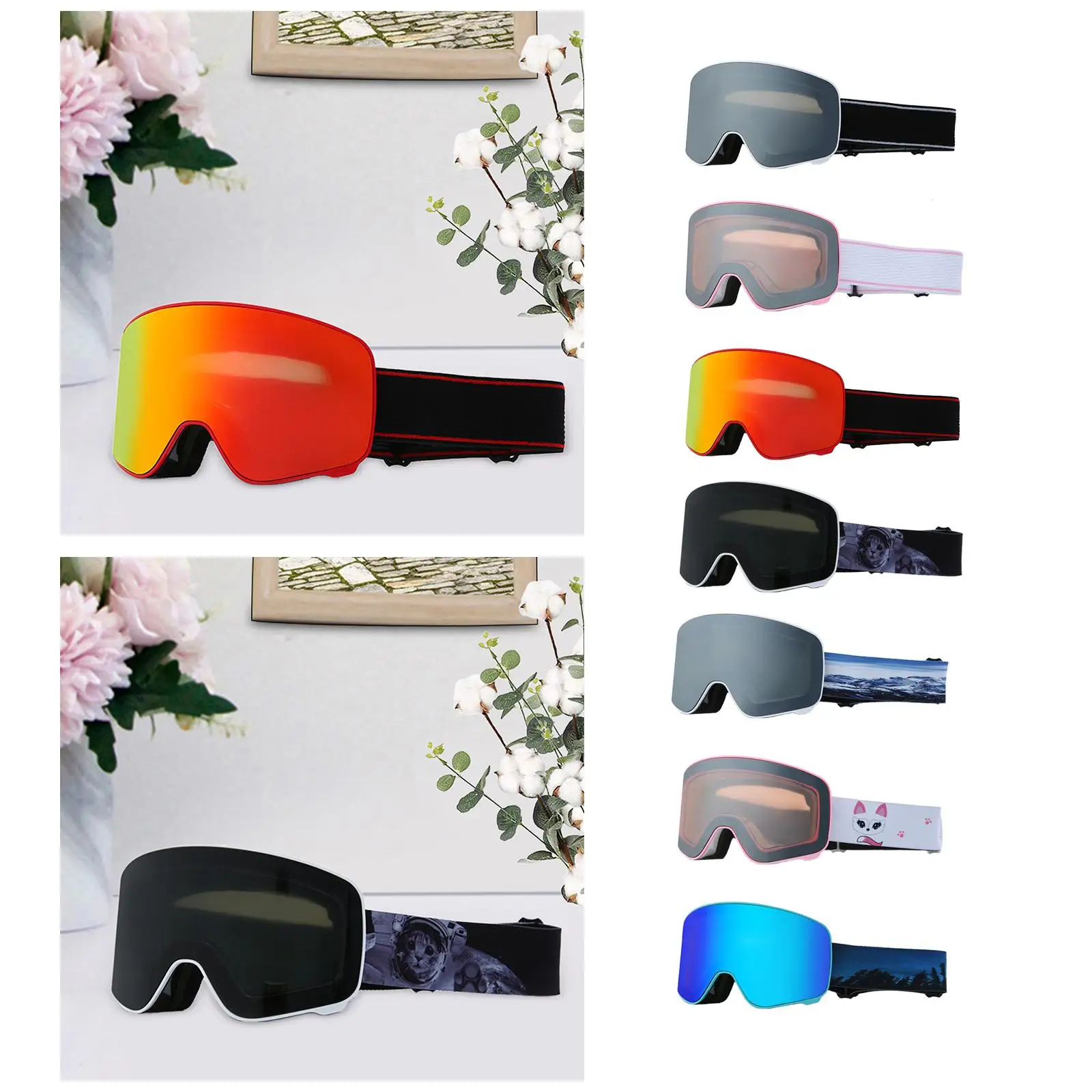 Gafas de esquí para deportes de invierno, gafas protectoras para nieve con correa ajustable para motocicleta, moto de nieve, snowboard, montar