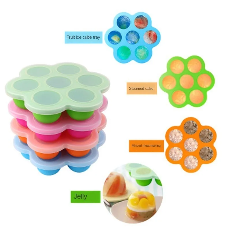 1PCS Silicone Egg Bites Molds Set Baby Food Storage Container Ice Cube Reusable Freezer Tray with Lid Egg Tools Cake Molds