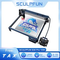 SCULPFUN S30 Pro 10W Laser Engraver Cutter Automatic Air-assist, 0.06*0.08mm Laser Focus, 32-bit Motherboard, 410*400mm, 455±5nm