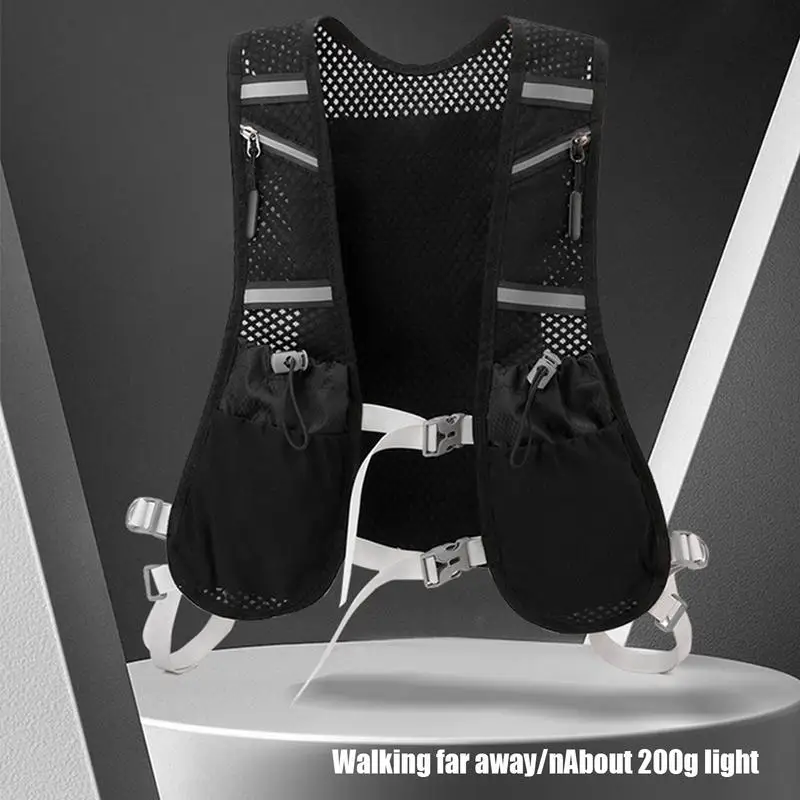 Trail Running Vest Hydration Pack Adjustable Reflective Vest Breathable Water Backpack With Cell Phone Holder Soft Flask Pockets