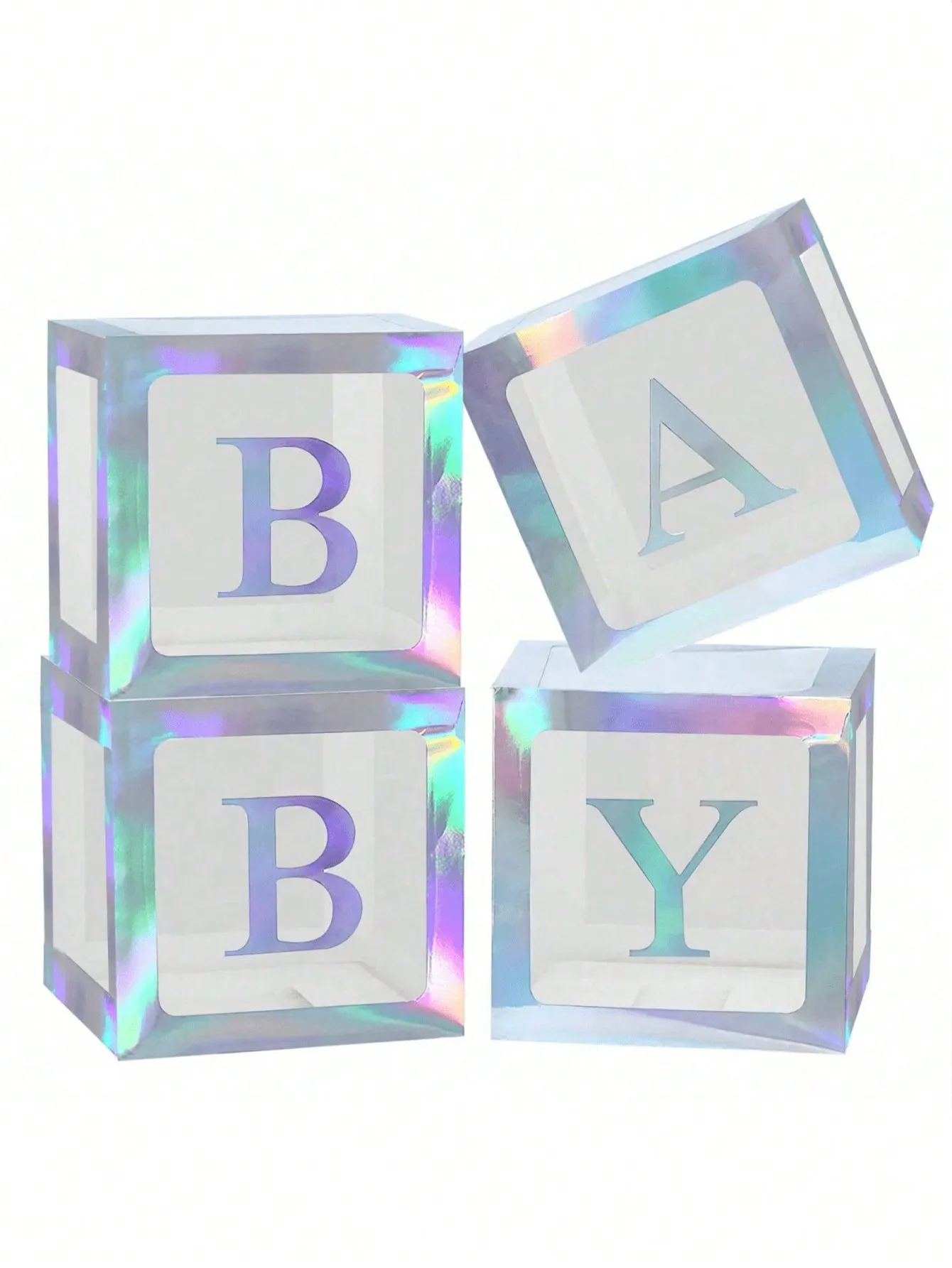 4 baby boxes with baby shower mail, baby shower decorations for boys or girls, clear balloon boxes, birthday party(No balloons)