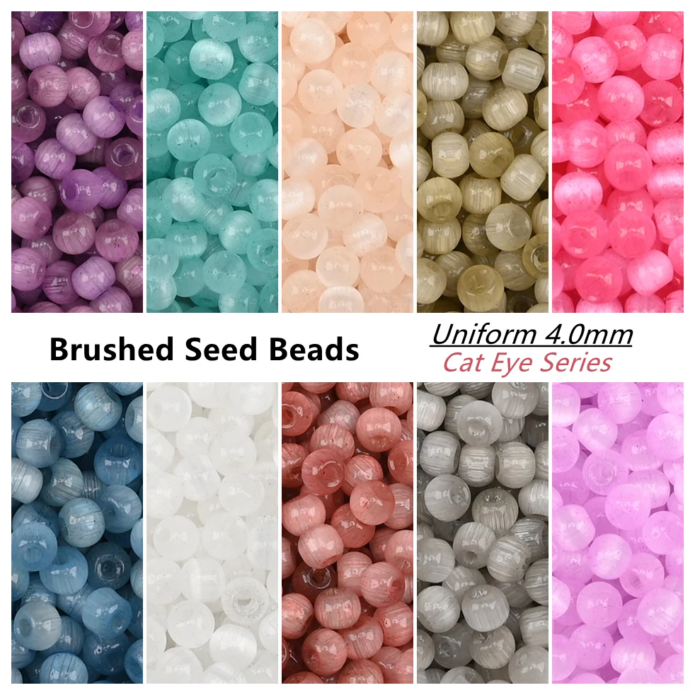 4mm Brushed Cat Eye Glass Czech Beads Translucent Small Craft Beads for Jewelry Making DIY Bracelet Necklace